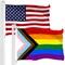 G128 Combo Pack: American USA Flag 3x5 Ft & LGBT Progress Rainbow Pride Flag 3x5 Ft | Both LiteWeave Pro Series Printed 150D Polyester, Brass Grommets